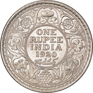 Silver One Rupee Coin of King George V of Bombay Mint of 1920.