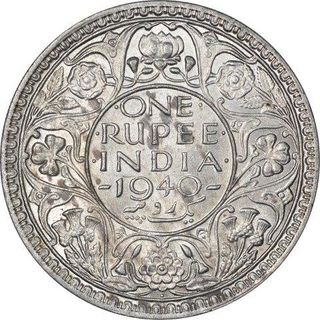 Silver One Rupee Coin of King George VI of Bombay Mint of 1940.