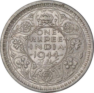 Silver One Rupee Coin of King George VI of Lahore Mint of 1944.