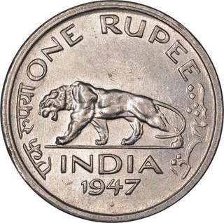 Nickel One Rupee of King George VI of Bombay Mint of 1947.