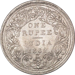 Silver Rupee of Victoria Queen of Bombay Mint of 1862.