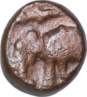 Copper Kasu Coin of Achyutadevaraya of Tuluva Dynasty of Vijayanagara Empire.