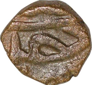 Copper One Eighth Dam Coin of Akbar of Hazrat Delhi Mint.