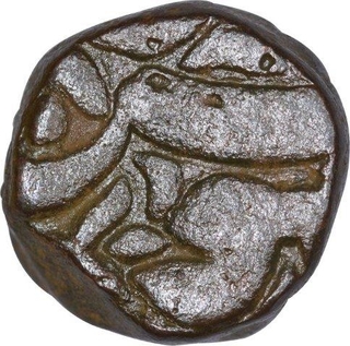 Copper Quarter Dam Coin of Akbar of Burhanpur Mint.