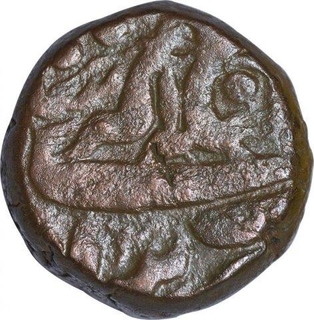 Copper Dam Coin of Akbar of Bairata Mint of Month Azar.