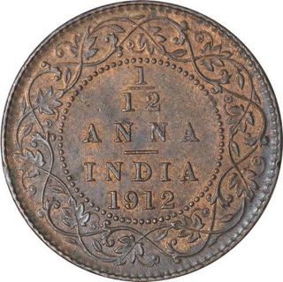 Bronze One Twelfth Anna Coin of King George V of Calcutta Mint of 1912.