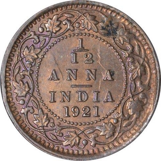 Bronze One Twelfth Anna Coin of King George V of Calcutta Mint of 1921.