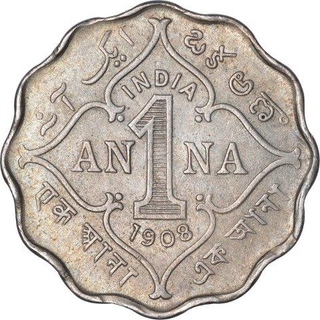 Copper Nickel One Anna Coin of King Edward VII of Bombay Mint of 1908.