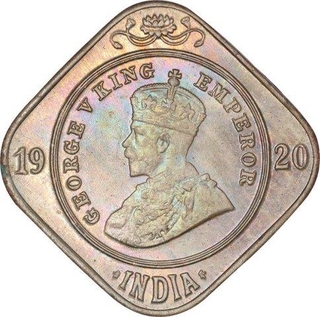 Copper Nickel Two Annas Coin of King George V of Calcutta Mint of 1920.