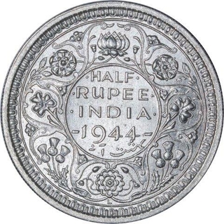 Silver Half Rupee Coin of King George VI of Lahore Mint of 1944.