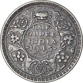 Silver Half Rupee Coin of King George VI of Lahore Mint of 1945.