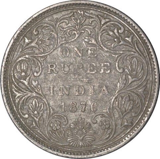 Silver One Rupee Coin of Victoria Queen of Bombay Mint of 1876.