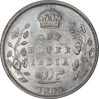 Silver One Rupee Coin of King Edward VII of Bombay Mint of 1903.