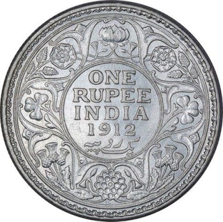 Silver One Rupee Coin of King George V of Bombay Mint of 1912.