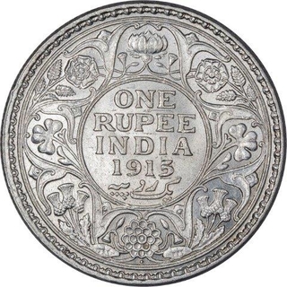 Silver One Rupee Coin of King George V of Bombay Mint of 1915.