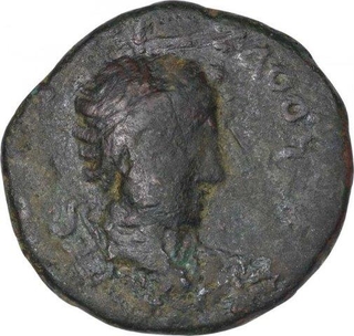 Copper Drachma Coin of Apollodotous II of Indo Greek.