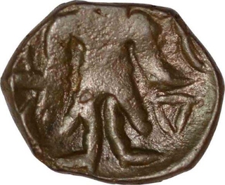 Copper One Eighth Coin of Vasudeva of Kushana Dynasty.