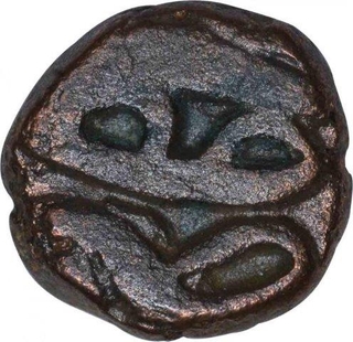 Copper One Eighth Dam Coin of Akbar of Hazrat Dehli Mint.