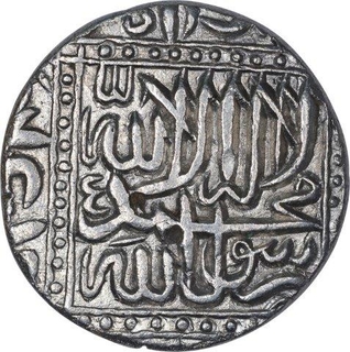 Silver One Rupee Coin of Akbar of Kalima Type.