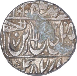 Silver One Rupee Coin of Ravishnagar Sagar Mint of Maratha Confederacy.