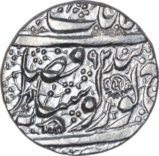 Silver One Rupee Coin of Amritsar Mint of Sikh Empire.