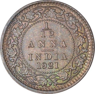 Bronze One Twelfth Anna Coin of King George V of Calcutta Mint of 1921.