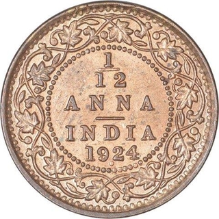 Bronze One Twelfth Anna Coin of King George V of Bombay Mint of 1924.