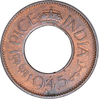 Bronze One Pice Coin of King George VI of Lahore Mint of 1945.