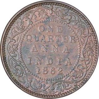 Copper One Quarter Anna Coin of Victoria Queen of Calcutta Mint of 1862.