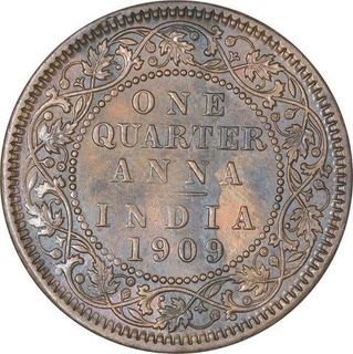 Copper One Quarter Anna Coin of King Edward VII of Calcutta Mint of 1909.