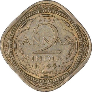 Nickel Brass Two Annas Coin of King George VI of Bombay Mint of 1944.