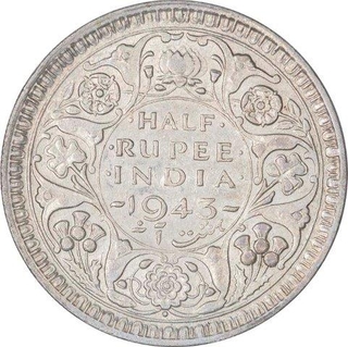 Silver Half Rupee Coin of King George VI of Bombay Mint of 1943.