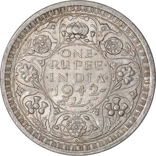 Silver One Rupee Coin of King George VI of Bombay Mint of 1942.