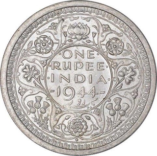 Silver One Rupee Coin of King George VI of Bombay Mint of 1944.