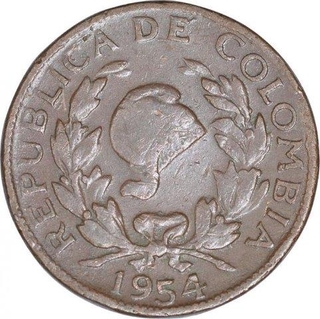 Copper Five Cents Coin of Colombia.