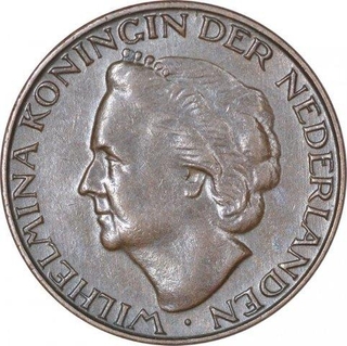 Copper One Cent Coin of Willhelmina Koninginder of Netherlands.