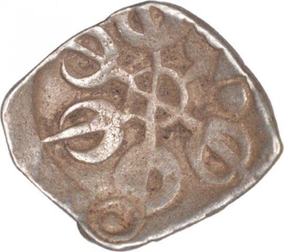 Punch Marked Silver One Eighth Satamana coin of Gandhara Janapada.