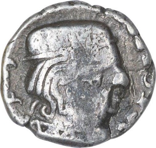 Silver Drachma Coin of Visvasena of Western Kshatrapas.