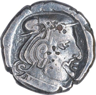 Silver Drachma Coin of Rudrasena II of Western Kshatrapas.