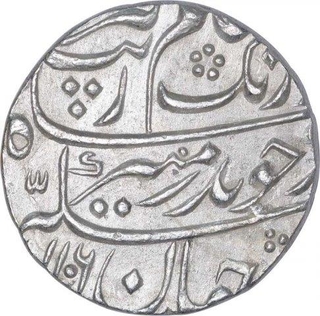 Silver One Rupee Coin of Aurangzeb of Akbarabad Mustaqir ul khilafa Mint.