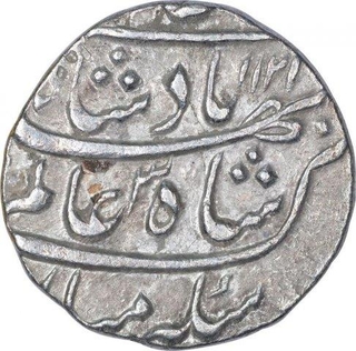 Silver One Rupee Coin of Shah Alam Bahadur of Murshidabad Mint.