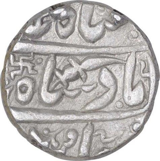 Silver One Rupee Coin of Jodhpur Dar Al Mansur Mint of Jodhpur State of  In the name of Shah Alam II.