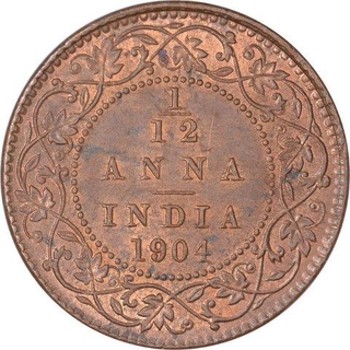 Copper One Twelfth Anna Coin of King Edward VII of Calcutta Mint of 1904.