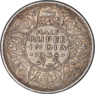 Silver Half Rupee Coin of King George VI of Bombay Mint of 1938.