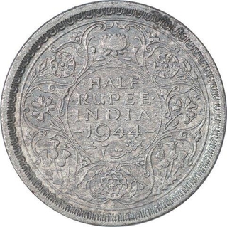 Silver Half Rupee Coin of King George VI of Bombay Mint of 1944.