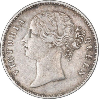 Silver One Rupee Coin of Victoria Queen of Calcutta Mint of 1840.