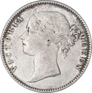 Silver One Rupee Coin of Victoria Queen of Madras Mint of 1840.