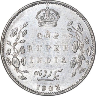 Silver One Rupee Coin of King Edward VII of Bombay Mint of 1903.