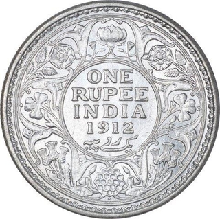 Silver One Rupee Coin of King George V of Bombay Mint of 1912.