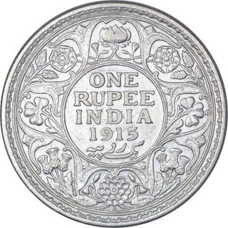 Silver One Rupee Coin of King George V of Bombay Mint of 1915.